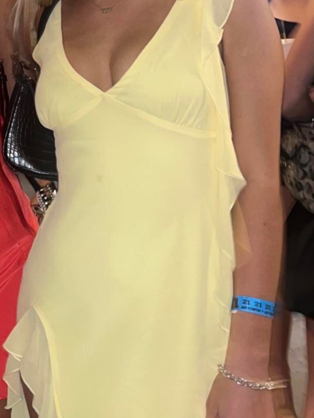 Yellow Ruffle V-Neck Slip Dress